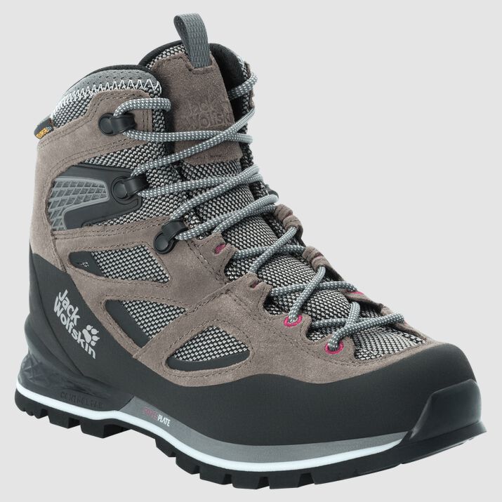 Jack Wolfskin Womens Force Crest Texapore Mid Hiking Boots Grey/Pink 953872BIF